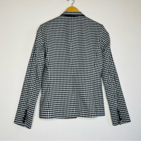 Veronica Beard Cottage Gingham Large Lapel Blazer in Black / White - Picture 11 of 16